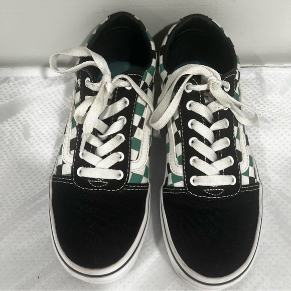 Vans Ward Checkerboard Sneakers Green and Black, Youth Sz 3.5 - Picture 2 of 12